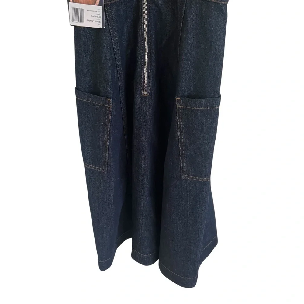 AlexaChung Blue Indigo Denim Midi Apron Dress NWT US 0 - Picture 7 of 11